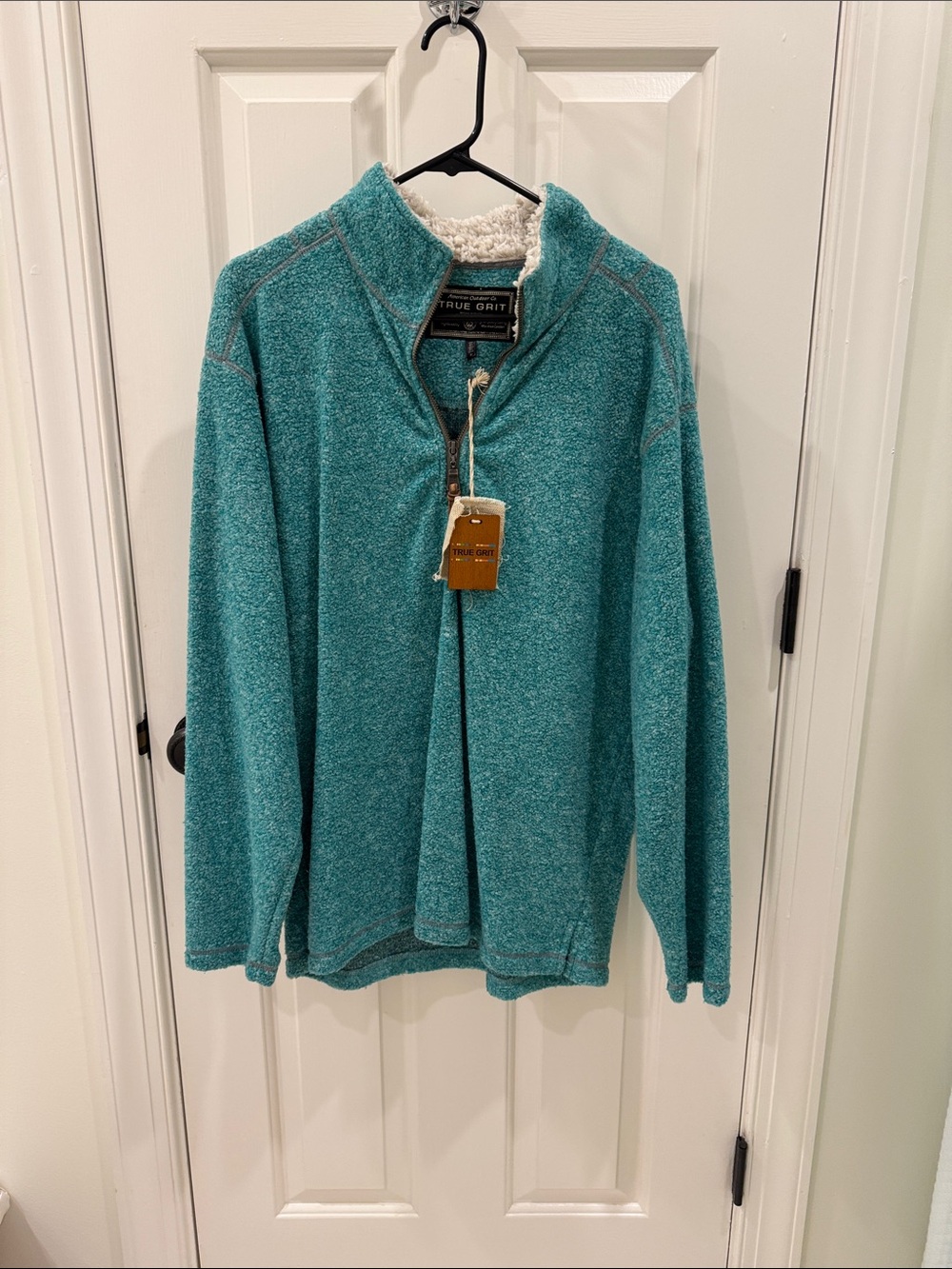 True Grit Teal Zip-Up Sherpa Collar Men's Pullover